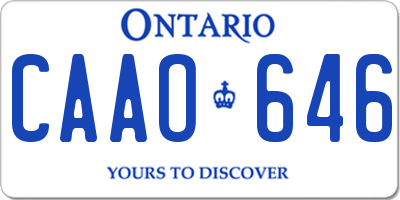 ON license plate CAAO646