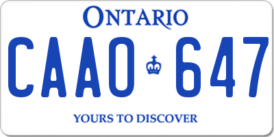 ON license plate CAAO647