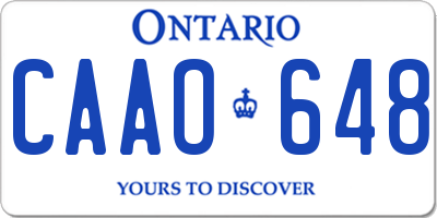 ON license plate CAAO648