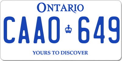 ON license plate CAAO649