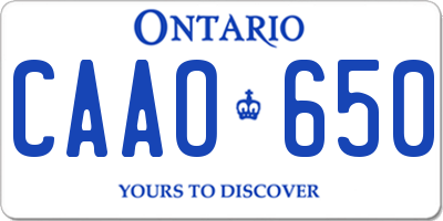 ON license plate CAAO650