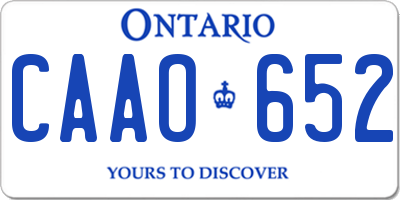 ON license plate CAAO652