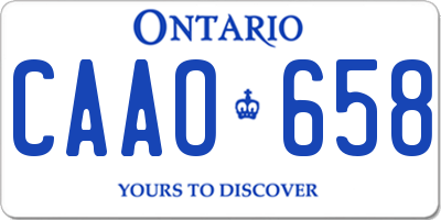 ON license plate CAAO658