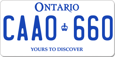 ON license plate CAAO660