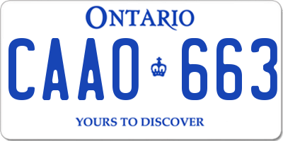 ON license plate CAAO663