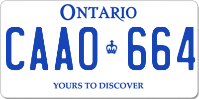 ON license plate CAAO664