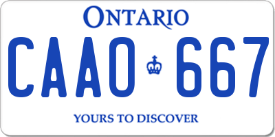 ON license plate CAAO667