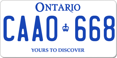 ON license plate CAAO668