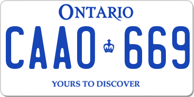 ON license plate CAAO669