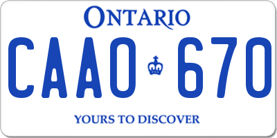 ON license plate CAAO670