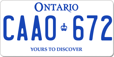 ON license plate CAAO672