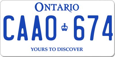 ON license plate CAAO674