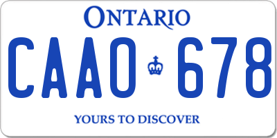 ON license plate CAAO678