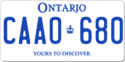 ON license plate CAAO680