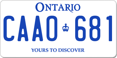 ON license plate CAAO681