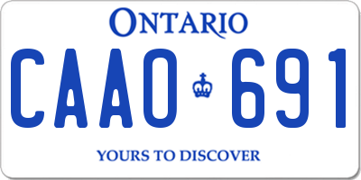 ON license plate CAAO691