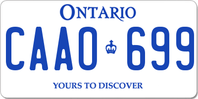 ON license plate CAAO699