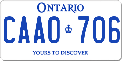 ON license plate CAAO706