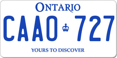 ON license plate CAAO727