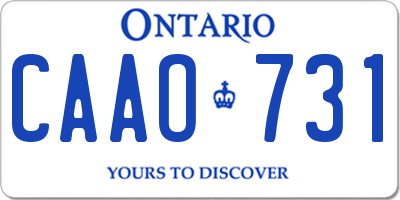 ON license plate CAAO731