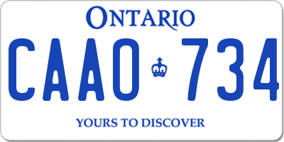 ON license plate CAAO734