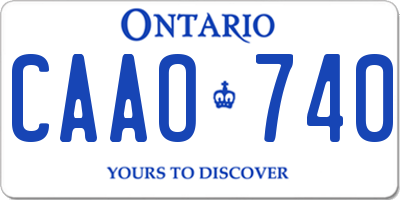 ON license plate CAAO740