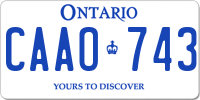 ON license plate CAAO743