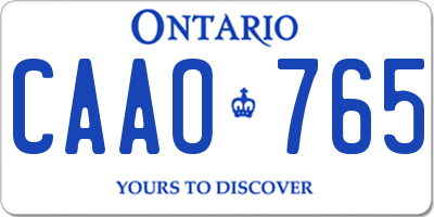 ON license plate CAAO765