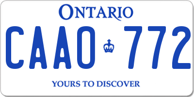 ON license plate CAAO772