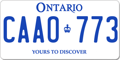 ON license plate CAAO773