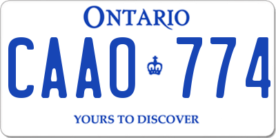 ON license plate CAAO774