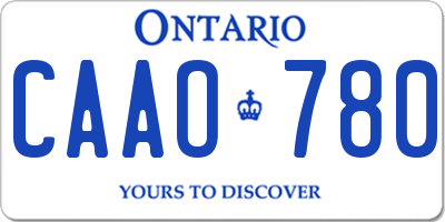 ON license plate CAAO780