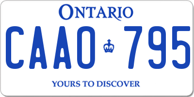 ON license plate CAAO795