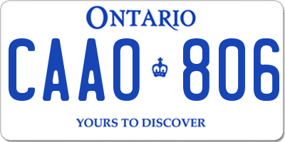 ON license plate CAAO806