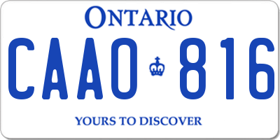 ON license plate CAAO816