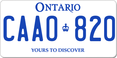 ON license plate CAAO820