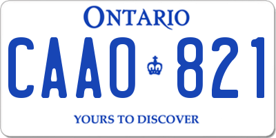 ON license plate CAAO821