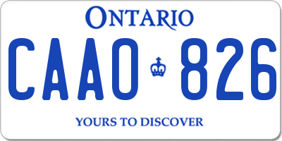 ON license plate CAAO826