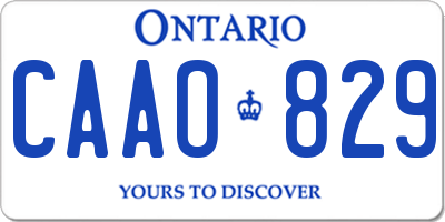 ON license plate CAAO829