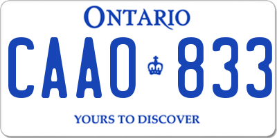 ON license plate CAAO833