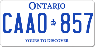 ON license plate CAAO857