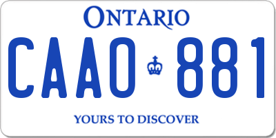 ON license plate CAAO881