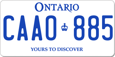 ON license plate CAAO885