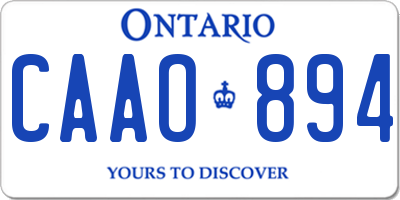 ON license plate CAAO894