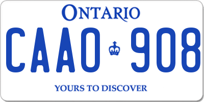 ON license plate CAAO908