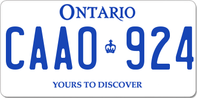 ON license plate CAAO924