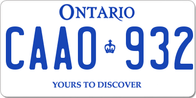 ON license plate CAAO932