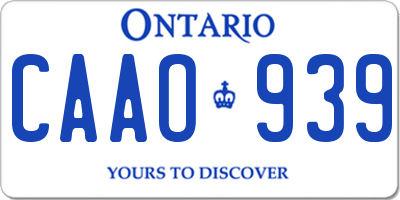 ON license plate CAAO939