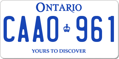 ON license plate CAAO961