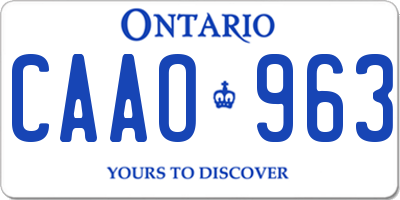 ON license plate CAAO963